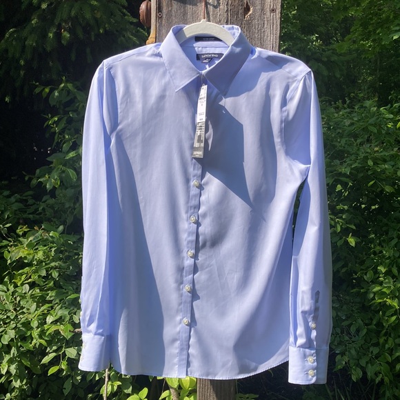 Lands’ End No Iron Supima Cotton Long Sleeve Light Blue Professional Shirt - Picture 2 of 13